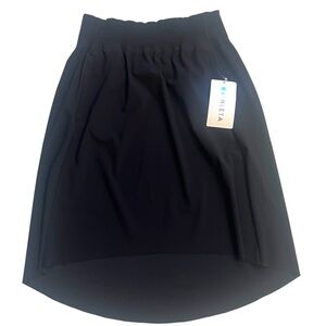 Athleta Cosmic Skirt High Low Hem Black Stretch Nylon XS Lightweight Quick Dry